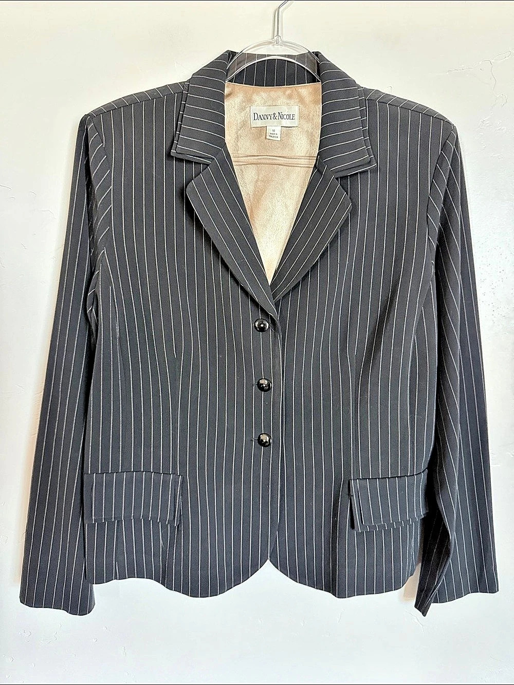 Danny & Nicole Pinstripe Blazer in Black & White Size 18 Like New